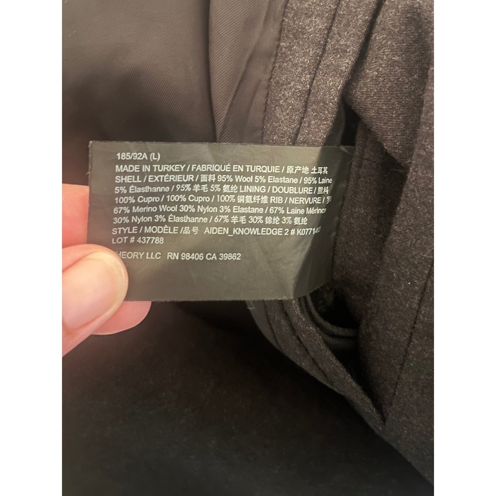 Theory Mens Aiden Charcoal Grey Full Zip Wool Bomber Jacket Minimalist‎ Sz. L - Picture 9 of 11